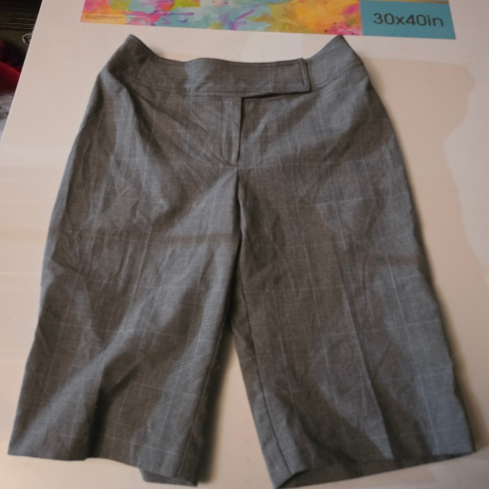 Pantology Womens Gray Glen Plaid Bermuda Shorts Sz 4 Stretch Career Knee-Length